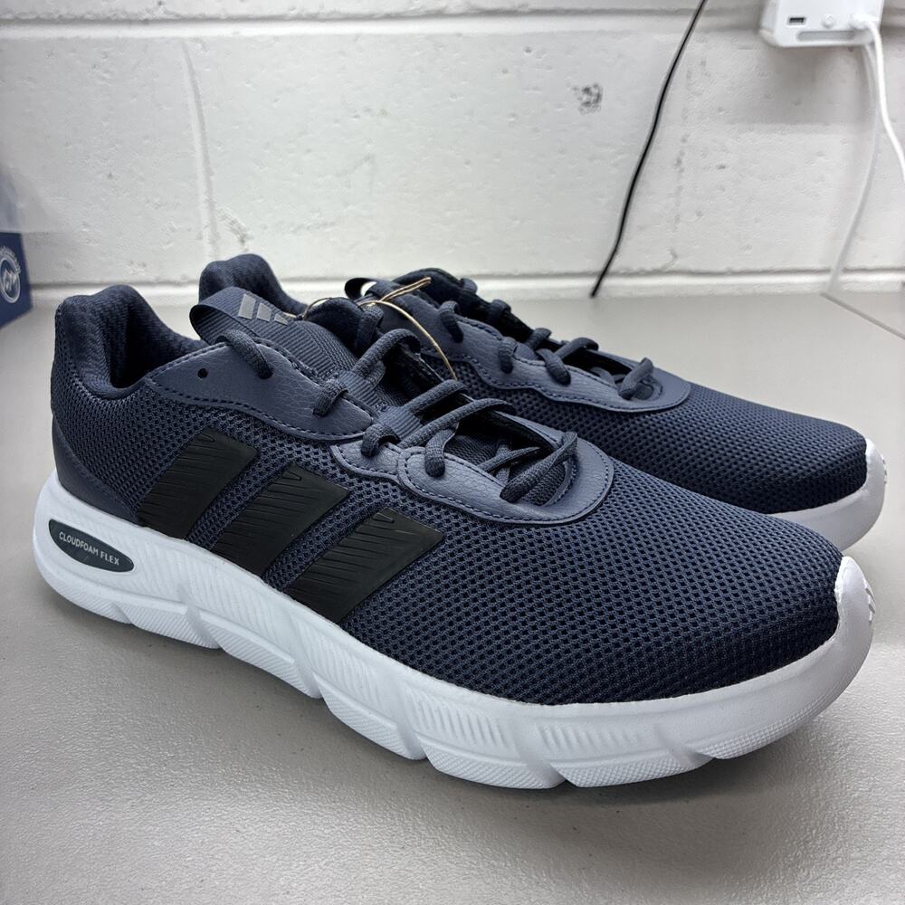 Adidas Cloudfoam Flex Men’s 8.5 Navy Blue White Running Shoes HQ4853 New